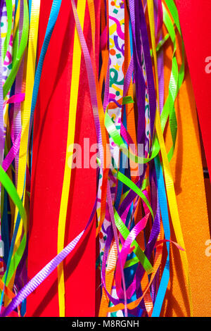 Close up with multicolored ribbons Stock Photo