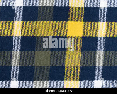 blue checkered fabric closeup , tablecloth texture Stock Photo