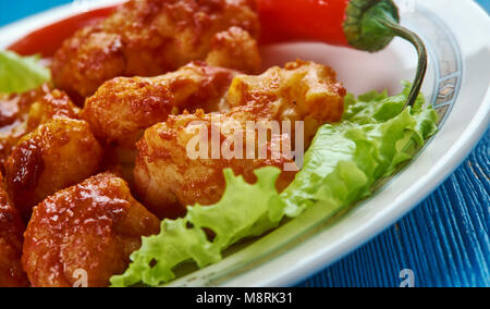 Korean Fried Cauliflower, tempura-fried vegetable. Stock Photo