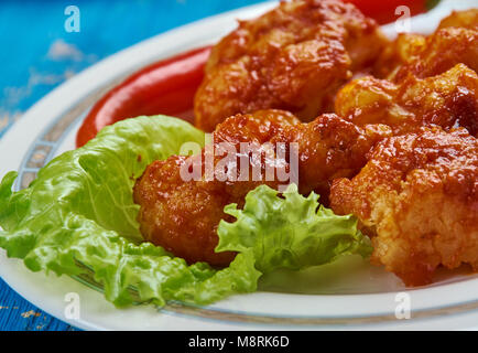 Korean Fried Cauliflower, tempura-fried vegetable. Stock Photo