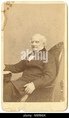 Antique c1860 carte de visite, George Peabody (1795-1869) was an American financier and philanthropist. He is widely regarded as the father of modern philanthropy. SOURCE: ORIGINAL CDV Stock Photo