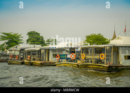 BANGKOK, THAILAND - FEBRUARY 09, 2018: Outdoor view of floating metallic stuctures at yai canal or Khlong Bang Luang in Thailand Stock Photo