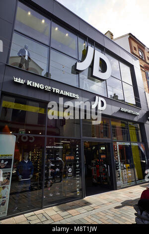 Glass fronted JD Sports retail shop in Strand Street, Douglas, Isle of Man Stock Photo