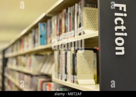 Fiction sign at a library, CityLibraries Aitkenvale, Townsville ...