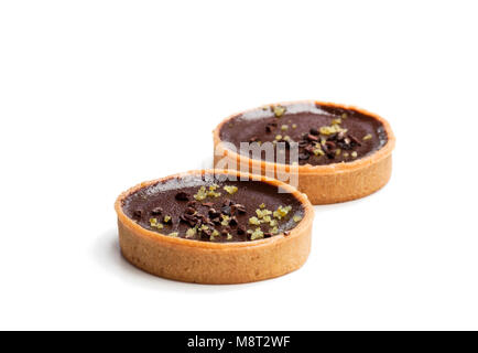 mini  chocolate tarts isolated on white background Stock Photo