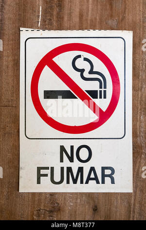 no smokin sign with spanish text 'no fumar' ( no smoking) Stock Photo