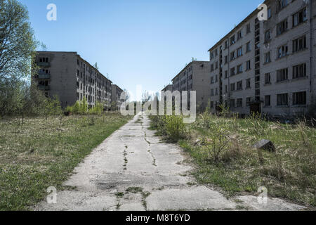 Abandoned apartment blocks in Skrunda, Latvia Stock Photo