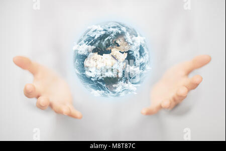 Earth on hand, world and environment Stock Photo