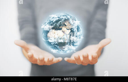 Earth on hand, world and environment Stock Photo