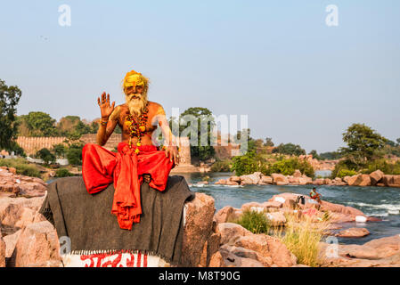 JAIPUR, INDIA - NOVEMBER 9, 2017: Unidentified sadhu man Stock Photo