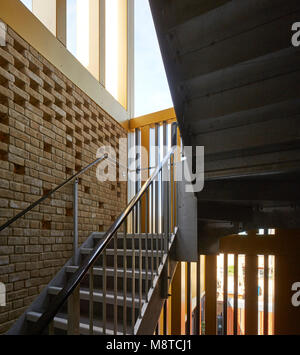 Stairwell. William Gaitskell House, London, United Kingdom. Architect: Burwell Deakins Architects, 2017. Stock Photo