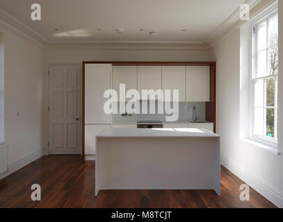 Main living space in original block. William Gaitskell House, London, United Kingdom. Architect: Burwell Deakins Architects, 2017. Stock Photo