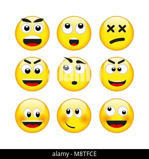 Set of Emoticons, Vector, Illustration, Eps File Stock Vector