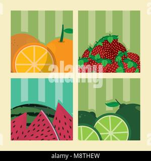 Set of fruits cartoons Stock Vector