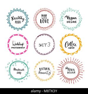 Stylish set of multi colored round frames .Vector frameworks 3. Stock Vector
