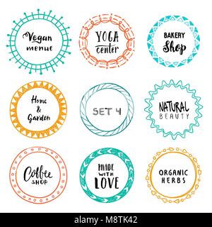 Stylish set of multi colored round frames .Vector frameworks 4. Stock Vector