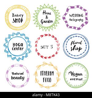 Stylish set of multi colored round frames .Vector frameworks 5. Stock Vector