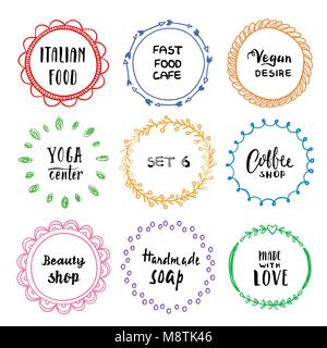 Stylish set of multi colored round frames .Vector frameworks 6. Stock Vector