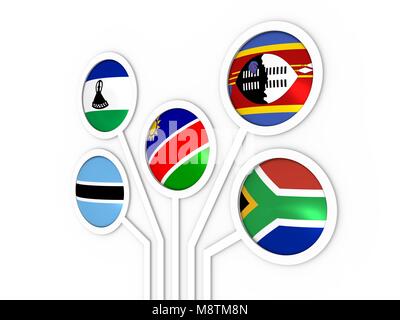 Southern African Customs Union members Stock Photo