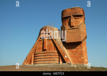 Monument 'We Are Our Mountains' in the capital of Nagorno-Karabakh (Artsakh), Stepanakert Stock Photo