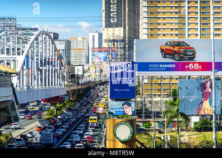 Mar 9,2018 rush hour at Epifanio de los Santos Avenue(EDSA) in Manila, Philippines Stock Photo