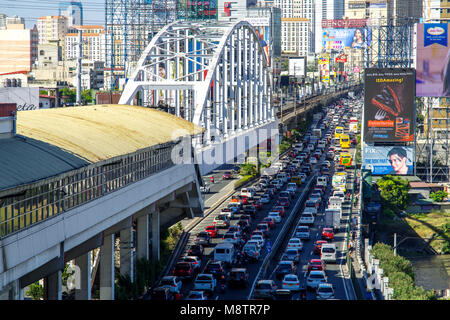 Mar 9,2018 rush hour at Epifanio de los Santos Avenue(EDSA) in Manila, Philippines Stock Photo