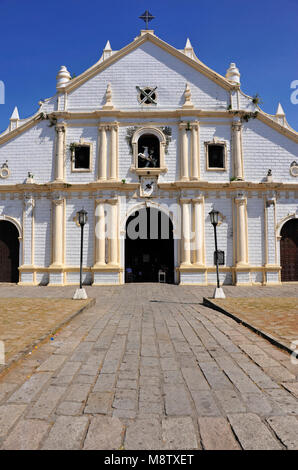 Front of the Cathedral in Vigan city, Ilocos Sur, Philippines Stock Photo