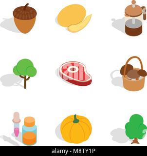 Full belly icons set, isometric style Stock Vector