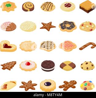 Cookies biscuit icons set, isometric style Stock Vector