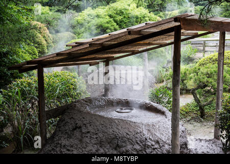 Bozu Jigoku in Beppu, Japan, one of the eight hells (Jigoku), the name of the Bozu comes from the fact that the gray mud that bubbles up from the spri Stock Photo