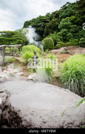 Bozu Jigoku in Beppu, Japan, one of the eight hells (Jigoku), the name of the Bozu comes from the fact that the gray mud that bubbles up from the spri Stock Photo