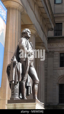 A bronze statue of the first President of the United States of America ...
