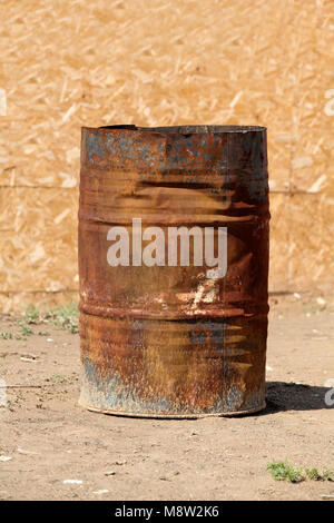 Old rusty oil barrel Stock Photo