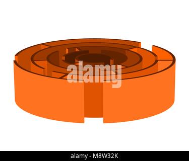 Labyrinth circle isometric game and maze fun puzzle isolated on green ...