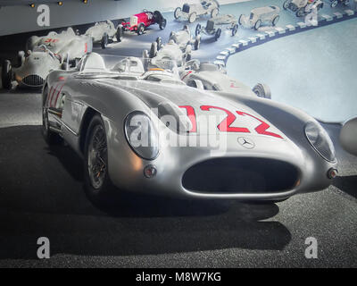 STUTTGART, GERMANY-APRIL 7, 2017: 1955 Mercedes-Benz 300 SLR racing sports car (W196 S) in the Mercedes Museum. This car was driven by Stirling Moss a Stock Photo