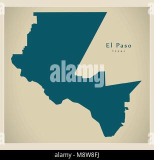 Modern Map - El Paso Texas city of the USA Stock Vector