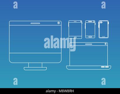 tecnology gadgets set icons Stock Vector