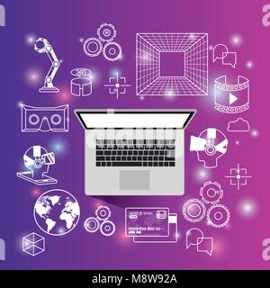 futuristic technology gadget set icons Stock Vector