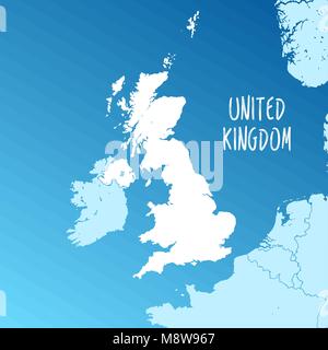 United Kingdom Vector Map. Two-toned Silhouette Version. Rich details for borders, neighbours and islands. Usable for travel marketing, real estate an Stock Vector