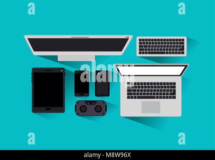 tecnology gadgets set icons Stock Vector