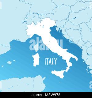 Italy Vector Map. Two-toned Silhouette Version. Rich details for borders, neighbours and islands. Usable for travel marketing, real estate and educati Stock Vector