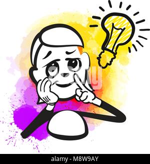 Stickman Woman Idea Concept. Emotional business icon for digital marketing and print. Stickman series. Stock Vector