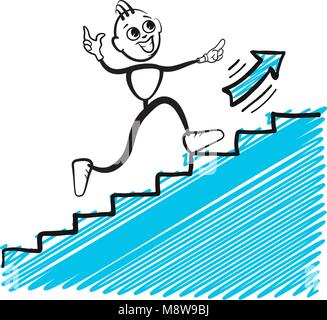Business man jumping up. Emotional business icon for digital marketing and print. Stickman series. Stock Vector