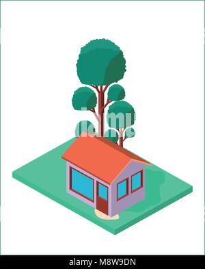mini tree and house isometric Stock Vector Image & Art - Alamy