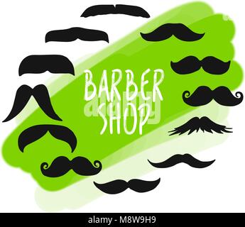 Set of barber shop mustache icons. Business icons for digital marketing and print. Stock Vector
