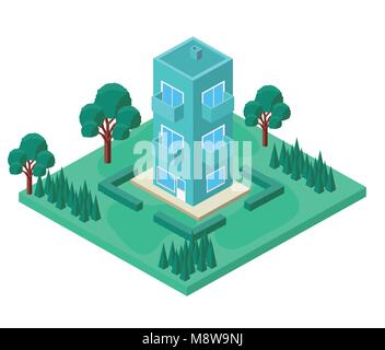 mini tree and building isometric Stock Vector Image & Art - Alamy