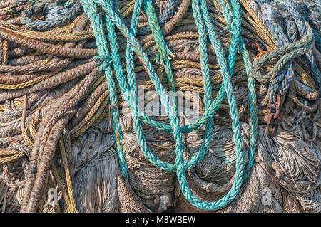 fishing rope on a big heap Stock Photo