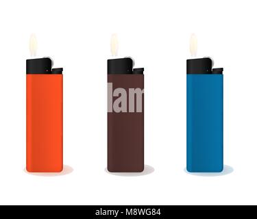 Set of multi-colored lighters. Stock Vector