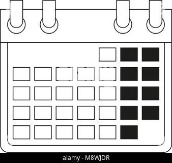 Line art black and white calendar icon. Stock Vector