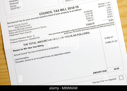 Council tax bill 2018 2019 hi-res stock photography and images - Alamy